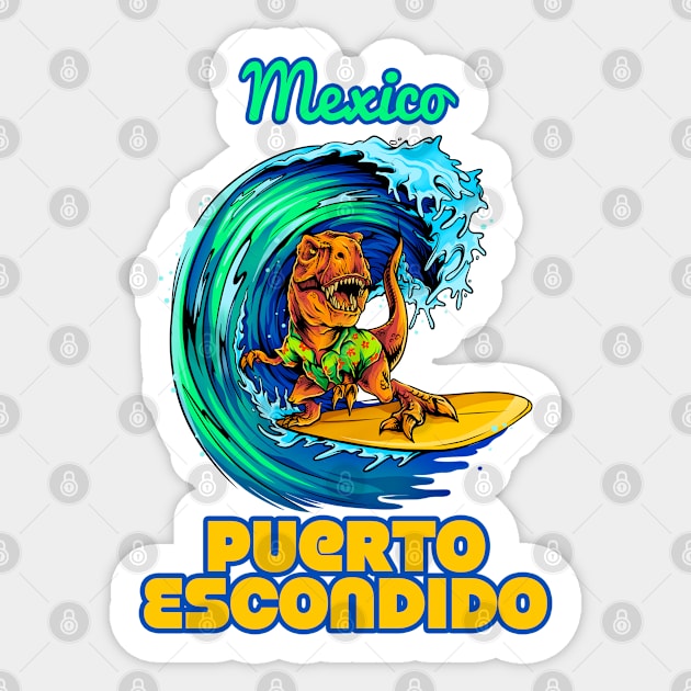 Puerto Escondido Mexico dinosaur surfing Sticker by LiquidLine